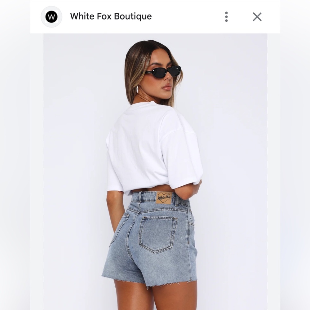 White Fox Boutique Light Blue Jean Shorts - Picture 2 of 5